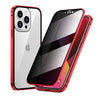 Anti-Peeping Double-Sided Glass Metal Transparent Mobile Phone Case For iPhone - Red