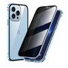 Anti-Peeping Double-Sided Glass Metal Transparent Mobile Phone Case For iPhone - Dark Blue