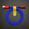 "Chubby" Vibrant Color-block Braided Charge Cable - Dark Blue+Red
