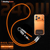 ChubbyCable Crossbody Strap - Anti-Theft Hang & Twist-to-Charge 240W LoopCharge Cable - Orange