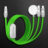 ChubbyCable Tri-Flex™:  100W 3-in-1 Fast Charging Cable with Soft Silicone & Apple Watch Charger - Green
