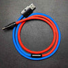 "ColorWeave Chubby" Vibrant Dual-Tone 240W Fast Charge Cable - More Colors - Blue+Red
