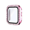 Electroplating Solid Double Row Diamond Protective Case Suitable For Apple Watch - Pink