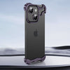 Shaped Metal Bezel Backless Phone Case with Lens Film - Purple