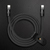 "TechnoGloss" 240W Reflective Shine Charge Cable (C+Lightning) - Black
