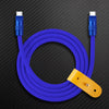 "TechnoGloss" 240W Reflective Shine Charge Cable (C+Lightning) - Dark Blue