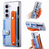 Transparent Card Insertion Phone Case Comes With Hand Grip & Pen Slot For Samsung - Light Blue