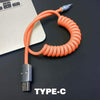 "Curly Chubby" Retractable Car Charge Cable - Orange